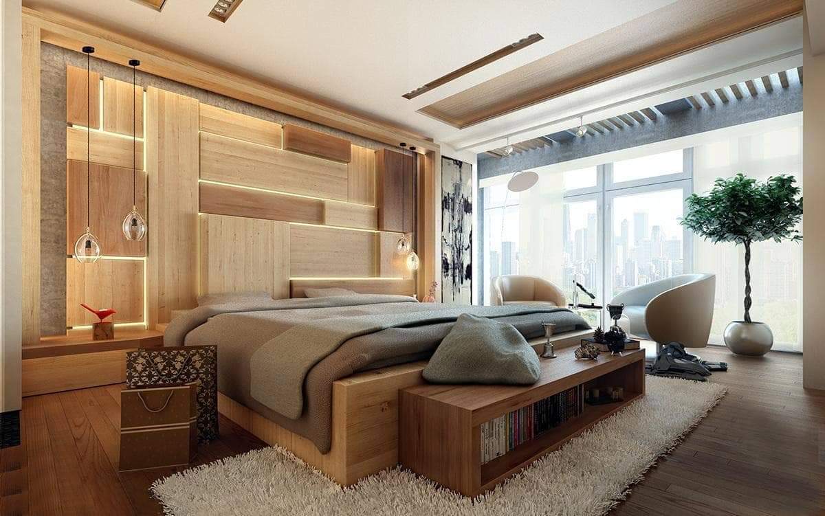 Nội thất phòng ngủ bằng gỗ