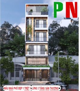 mẫu nhà đẹp 1 trệt 1 lửng 3 lầu 1 sân