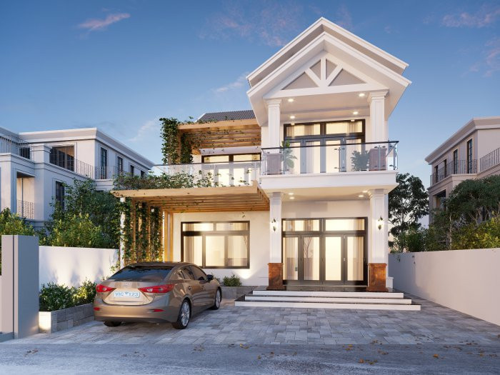 Mẫu biệt thự đẹp 2 tầng vườn 6x15