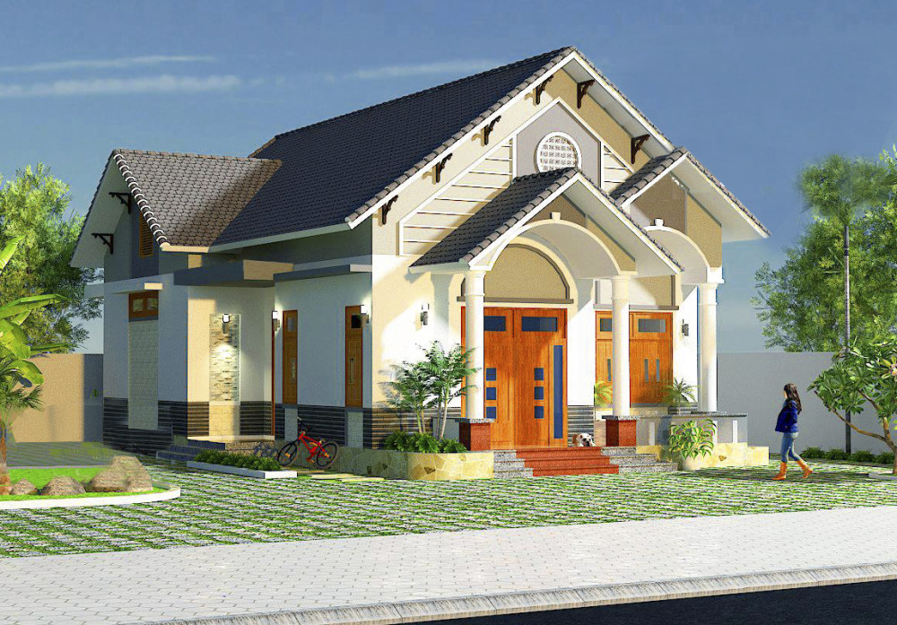 Mẫu nhà cấp 4 đẹp mái ngói thái xây năm 2023