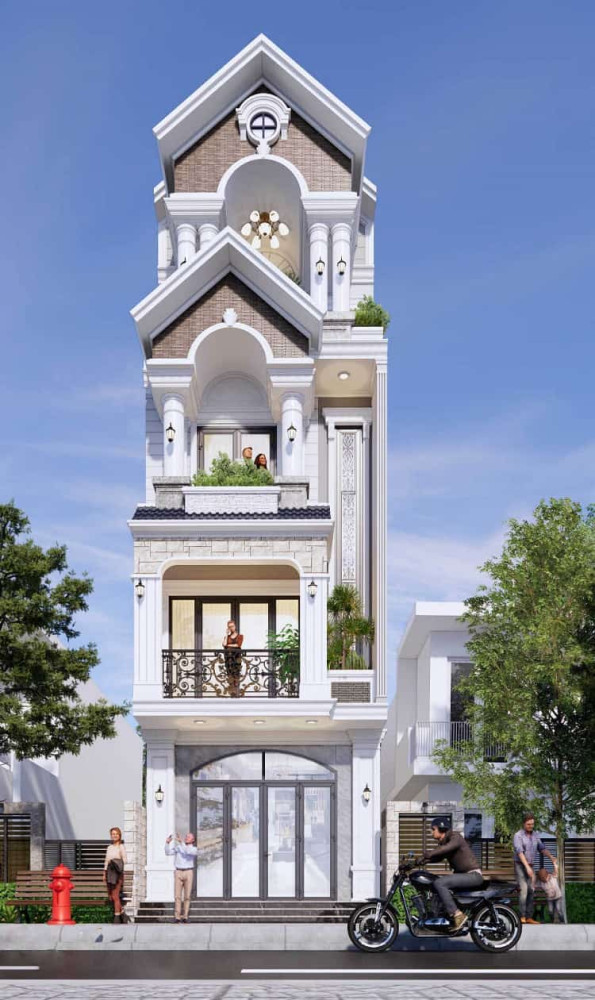 Mẫu bản vẽ nhà phố đẹp 4 tầng ngang 4m 5m