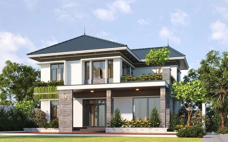 Thiết kế bản vễ biệt thự vườn 2 tầng đẹp