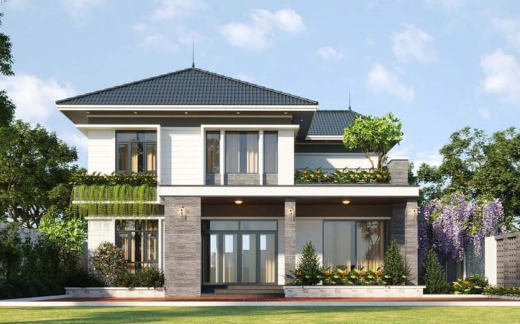 Thiết kế bản vễ biệt thự vườn 2 tầng đẹp