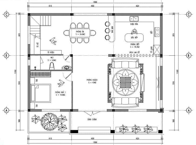 Thiết kế bản vễ biệt thự vườn 2 tầng đẹp