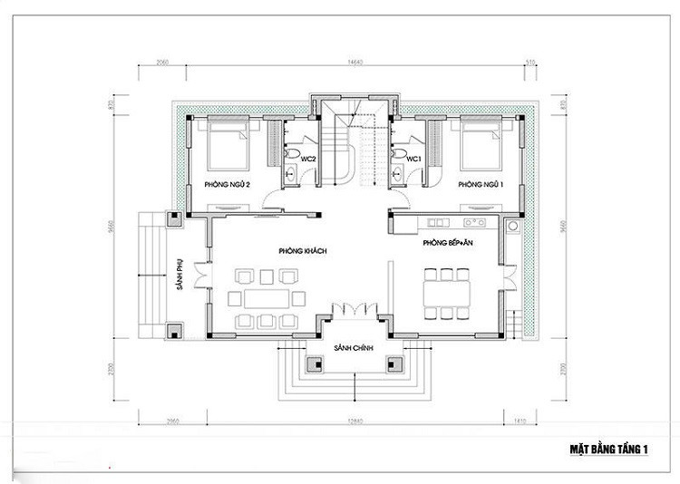 Thiết kế bản vễ biệt thự vườn 2 tầng đẹp