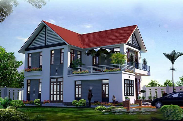 Thiết kế bản vễ biệt thự vườn 2 tầng đẹp