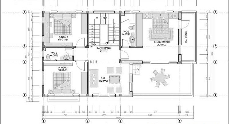 Thiết kế bản vễ biệt thự vườn 2 tầng đẹp