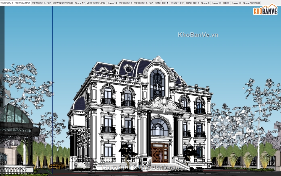 Model Sketchup 2020 dựng bao cảnh đầy đủ ngoại thất Biệt Thự Lâu ...