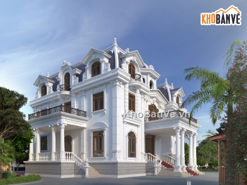 File Sketchup Biệt thự tân cổ điển Phối cảnh Biệt thự chọn lọc