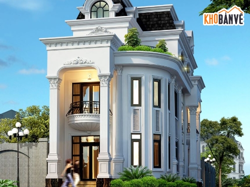 File sketchup lâu đài biệt thự 3 tầng tân cổ điển
