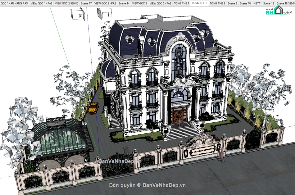 Dựng Model Biệt thự Lâu đài 4 tầng Tân cổ điển - File Sketchup ...