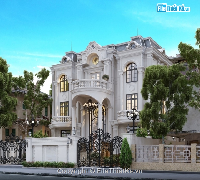 File Sketchup biệt thự tân cổ điển