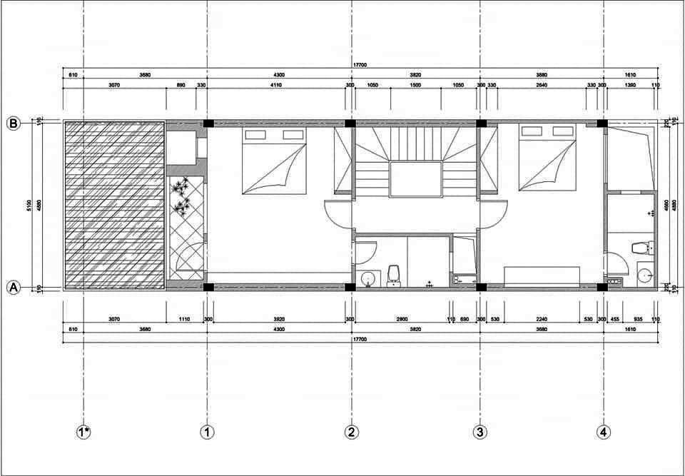 Mẫu nhà phố 4 tầng mặt tiền 5m.