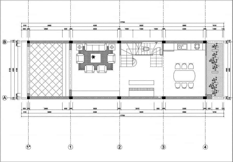 Mẫu nhà phố 4 tầng mặt tiền 5m.