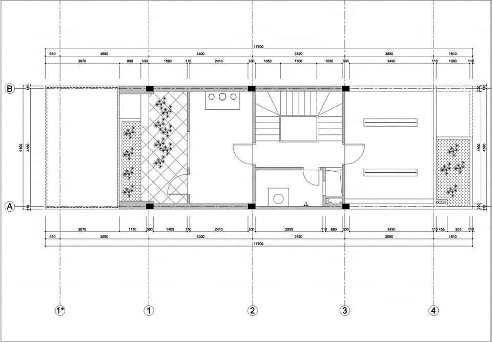 Mẫu nhà phố 4 tầng mặt tiền 5m.
