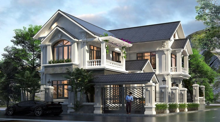 Mẫu bản vẽ biệt thự đẹp lô góc 2 mặt tiền 2 lầu xây giá rẻ Mẫu bản vẽ biệt thự đẹp lô góc 2 mặt tiền 2 lầu xây giá rẻ