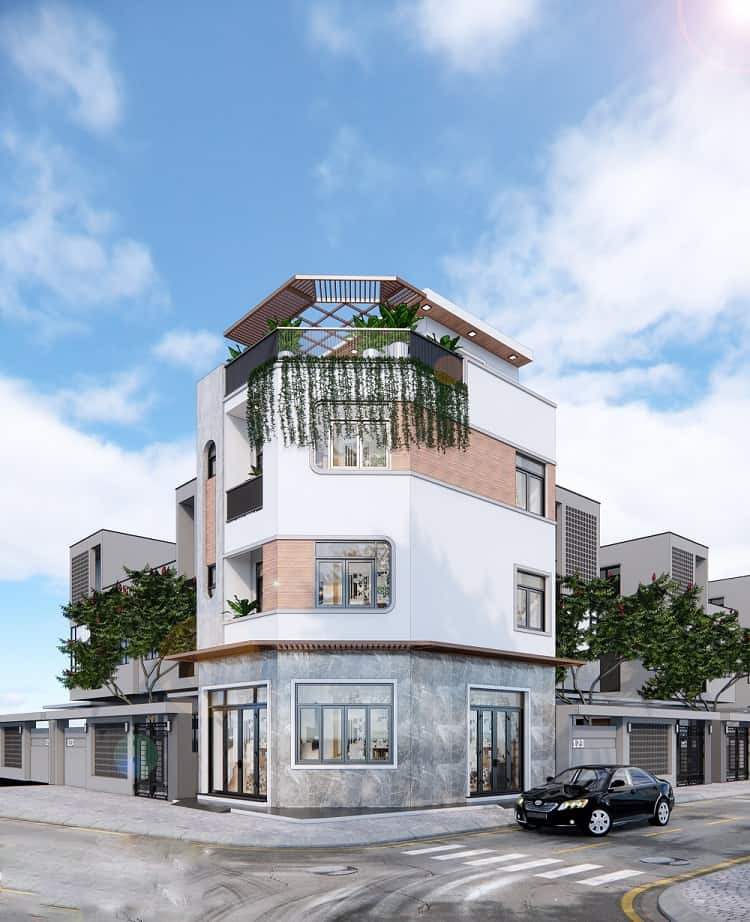 Mẫu bản vẽ biệt thự đẹp lô góc 2 mặt tiền 2 lầu xây giá rẻ Mẫu bản vẽ biệt thự đẹp lô góc 2 mặt tiền 2 lầu xây giá rẻ