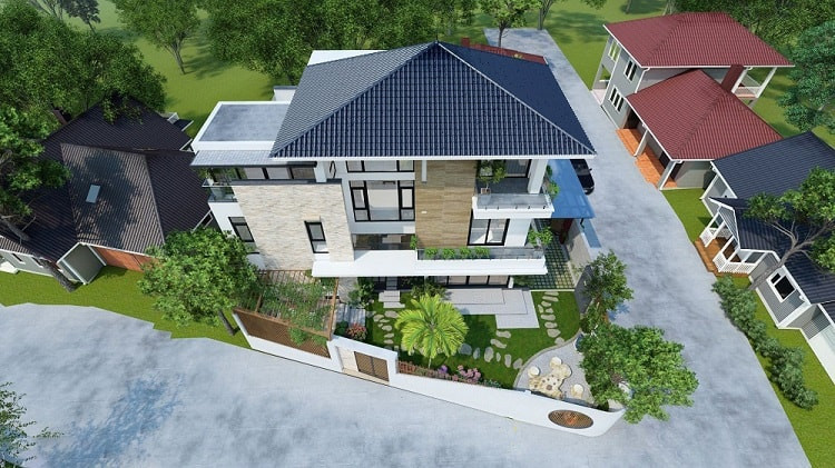 Mẫu bản vẽ biệt thự đẹp lô góc 2 mặt tiền 2 lầu xây giá rẻ Mẫu bản vẽ biệt thự đẹp lô góc 2 mặt tiền 2 lầu xây giá rẻ