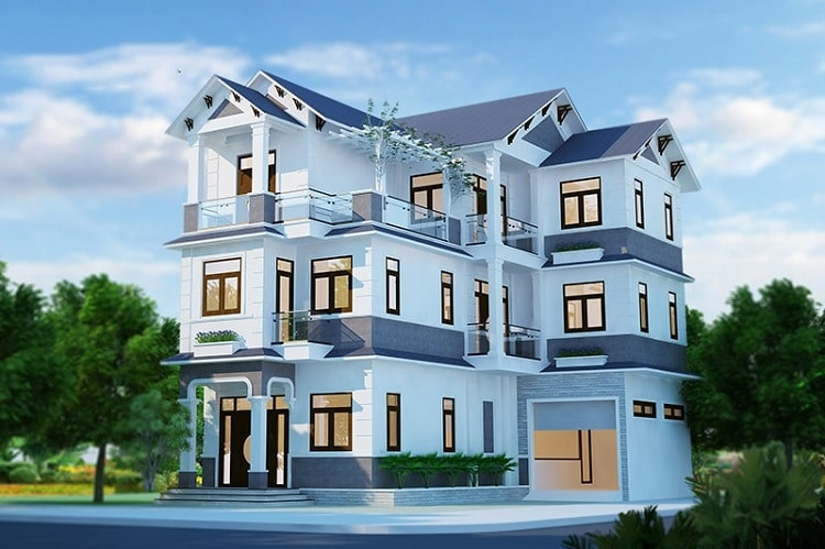Mẫu bản vẽ biệt thự đẹp lô góc 2 mặt tiền 2 lầu xây giá rẻ Mẫu bản vẽ biệt thự đẹp lô góc 2 mặt tiền 2 lầu xây giá rẻ