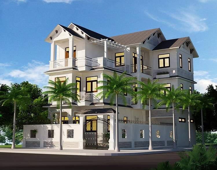 Mẫu bản vẽ biệt thự đẹp lô góc 2 mặt tiền 2 lầu xây giá rẻ Mẫu bản vẽ biệt thự đẹp lô góc 2 mặt tiền 2 lầu xây giá rẻ