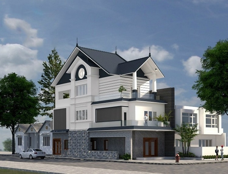 Mẫu bản vẽ biệt thự đẹp lô góc 2 mặt tiền 2 lầu xây giá rẻ Mẫu bản vẽ biệt thự đẹp lô góc 2 mặt tiền 2 lầu xây giá rẻ