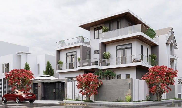 Mẫu bản vẽ biệt thự đẹp lô góc 2 mặt tiền 2 lầu xây giá rẻ Mẫu bản vẽ biệt thự đẹp lô góc 2 mặt tiền 2 lầu xây giá rẻ