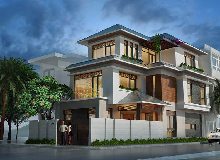 Mẫu bản vẽ biệt thự đẹp lô góc 2 mặt tiền 2 lầu xây giá rẻ Mẫu bản vẽ biệt thự đẹp lô góc 2 mặt tiền 2 lầu xây giá rẻ