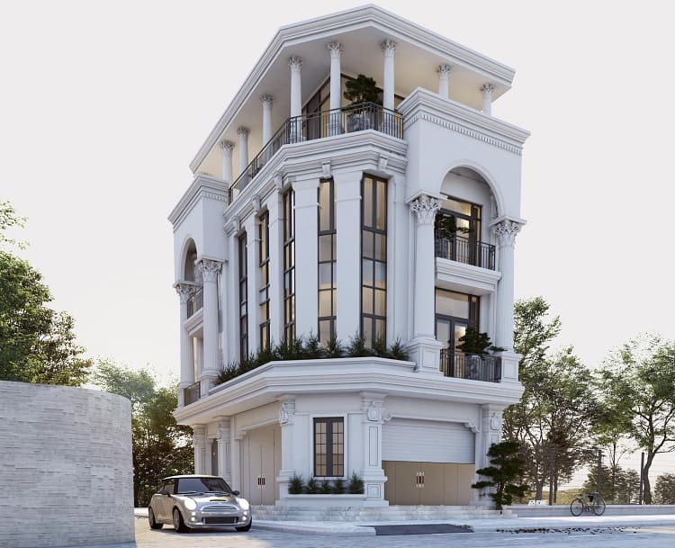 Mẫu bản vẽ biệt thự đẹp lô góc 2 mặt tiền 2 lầu xây giá rẻ Mẫu bản vẽ biệt thự đẹp lô góc 2 mặt tiền 2 lầu xây giá rẻ