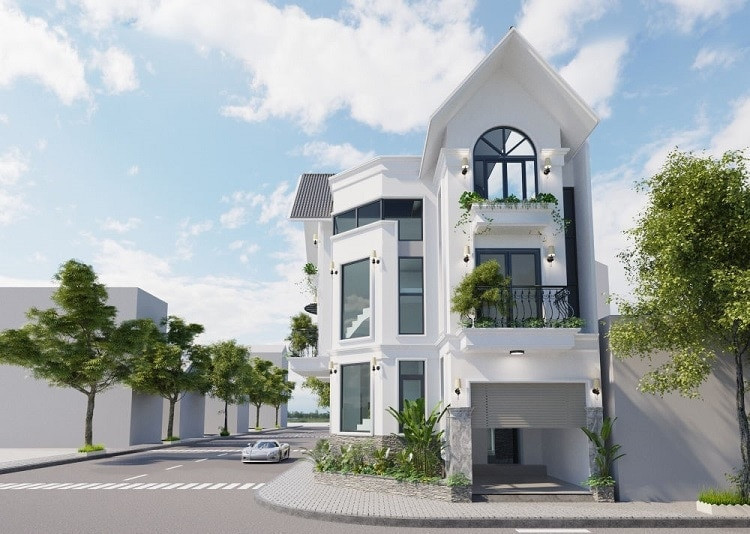 Mẫu bản vẽ biệt thự đẹp lô góc 2 mặt tiền 2 lầu xây giá rẻ Mẫu bản vẽ biệt thự đẹp lô góc 2 mặt tiền 2 lầu xây giá rẻ