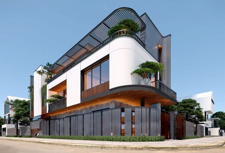 Mẫu bản vẽ biệt thự đẹp lô góc 2 mặt tiền 2 lầu xây giá rẻ Mẫu bản vẽ biệt thự đẹp lô góc 2 mặt tiền 2 lầu xây giá rẻ