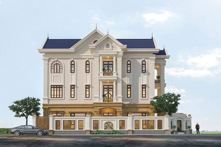 Mẫu bản vẽ biệt thự đẹp lô góc 2 mặt tiền 2 lầu xây giá rẻ