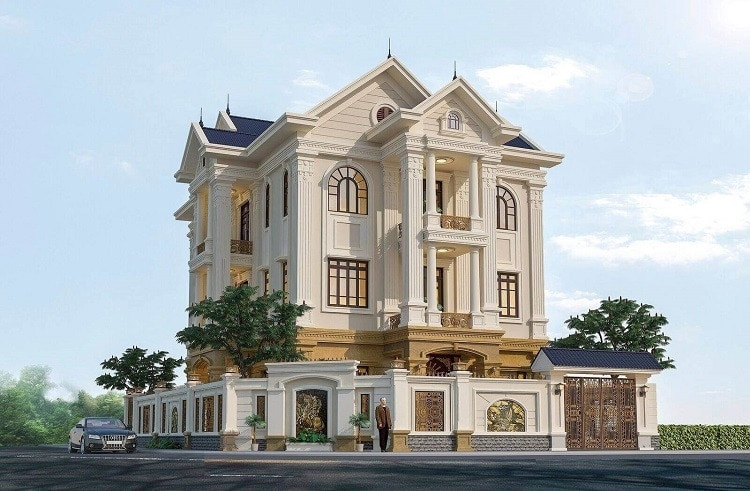 Mẫu bản vẽ biệt thự đẹp lô góc 2 mặt tiền 2 lầu xây giá rẻ