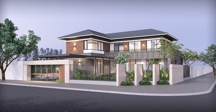 Mẫu bản vẽ biệt thự đẹp lô góc 2 mặt tiền 2 lầu xây giá rẻ Mẫu bản vẽ biệt thự đẹp lô góc 2 mặt tiền 2 lầu xây giá rẻ