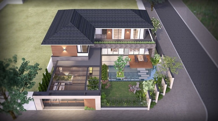 Mẫu bản vẽ biệt thự đẹp lô góc 2 mặt tiền 2 lầu xây giá rẻ Mẫu bản vẽ biệt thự đẹp lô góc 2 mặt tiền 2 lầu xây giá rẻ