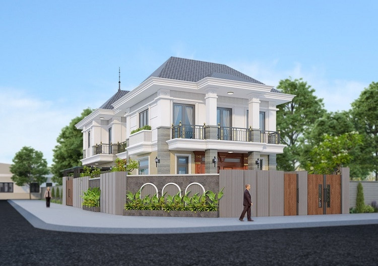 Mẫu bản vẽ biệt thự đẹp lô góc 2 mặt tiền 2 lầu xây giá rẻ Mẫu bản vẽ biệt thự đẹp lô góc 2 mặt tiền 2 lầu xây giá rẻ