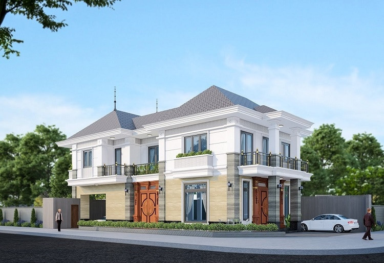 Mẫu bản vẽ biệt thự đẹp lô góc 2 mặt tiền 2 lầu xây giá rẻ Mẫu bản vẽ biệt thự đẹp lô góc 2 mặt tiền 2 lầu xây giá rẻ