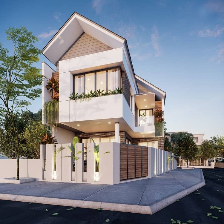 Mẫu bản vẽ biệt thự đẹp lô góc 2 mặt tiền 2 lầu xây giá rẻ Mẫu bản vẽ biệt thự đẹp lô góc 2 mặt tiền 2 lầu xây giá rẻ