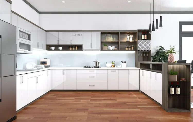 Tủ bếp thông minh thường được tích hợp đèn LED, đảm bảo ánh sáng đủ để giúp người dùng nhìn rõ và tìm kiếm các vật dụng trong tủ bếp.