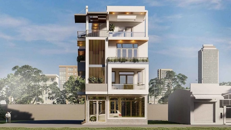 Mẫu nhà phố đẹp 2 3 tầng ngang 9 10 m